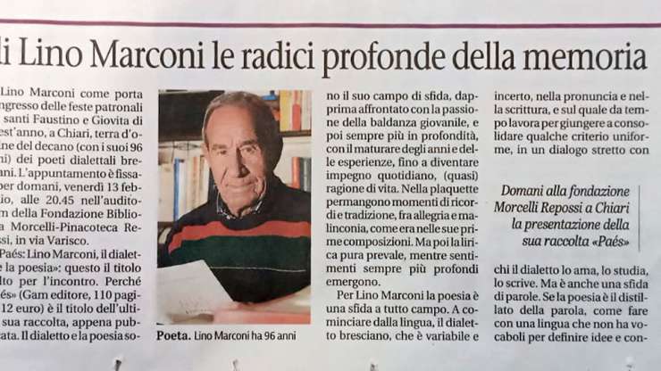 Nella poesia di Lino Marconi le radici profonde della memoria